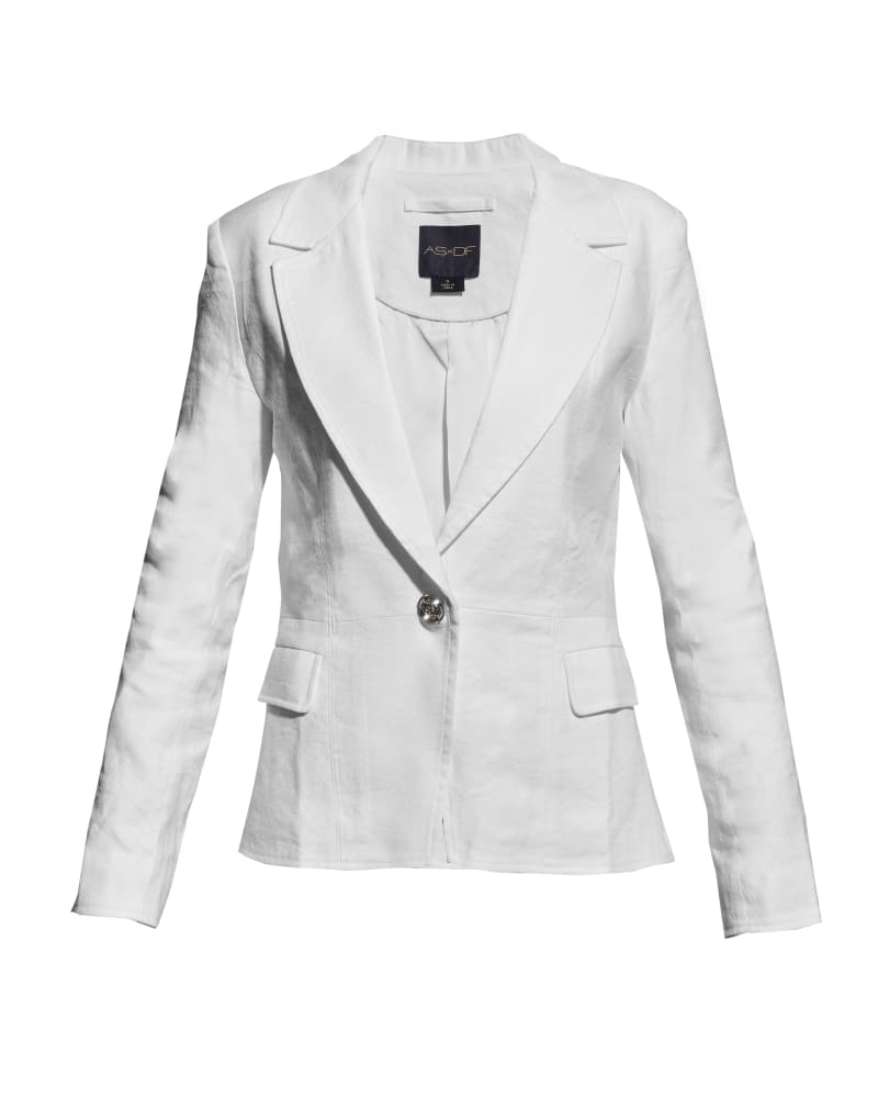 Front of a size 3XL Mimi Blazer in White by AS by DF. | dia_product_style_image_id:268756